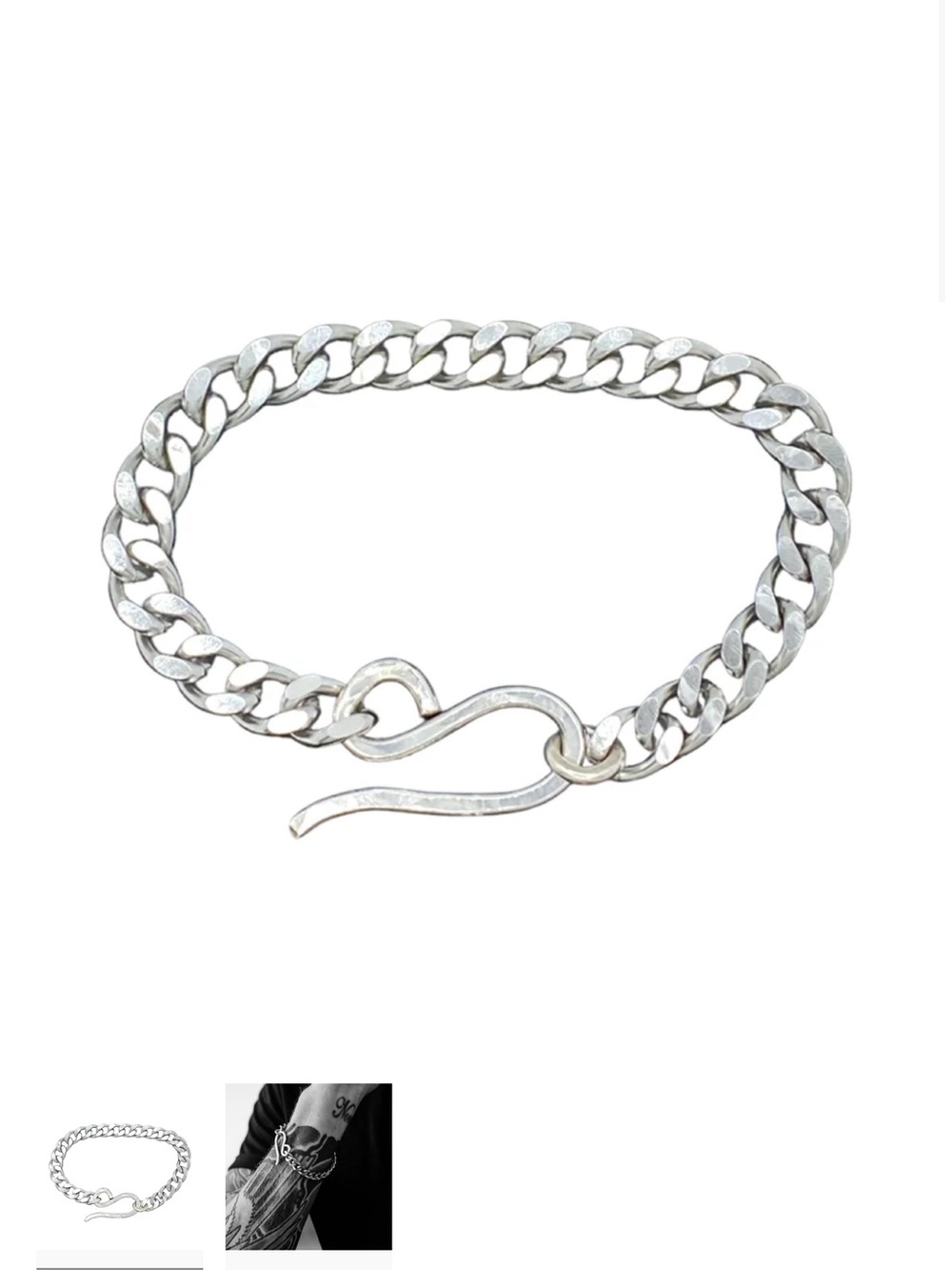 Men's Curb Chain Bracelet with Hook Clasp